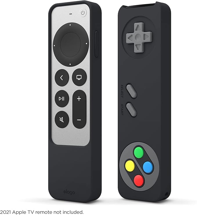 elago R4 Retro Case Compatible with 2022 Apple TV 4K Siri Remote 3rd Generation, Compatible with 2021 Apple TV Siri Remote 2nd Gen - Classic Controller Design [Non-Functional], Lanyard (Black)