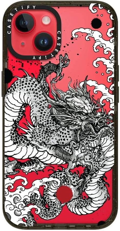 CASETiFY Impact iPhone 14 Case [4X Military Grade Drop Tested / 8.2ft Drop Protection] - Power Dragon by Gabe Shum - Glossy Black