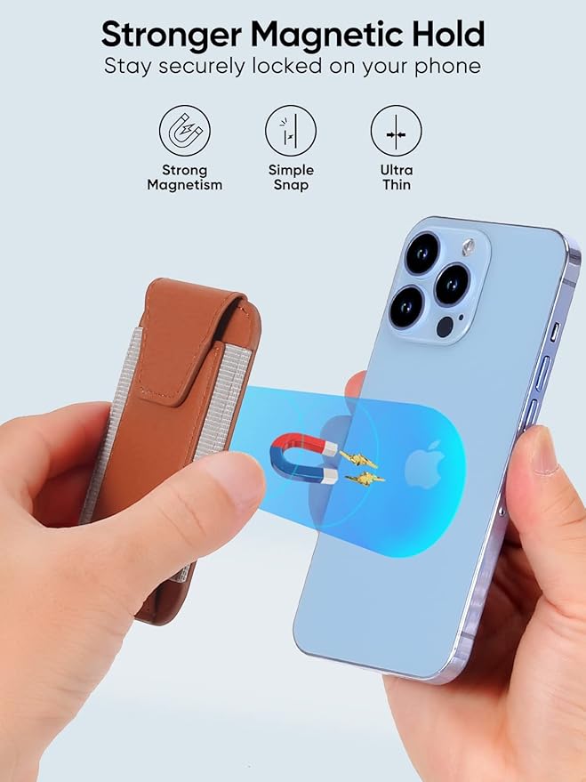 Miroddi for MagSafe Wallet with Privacy Flap, Strongest Magnetic Card Holder for iPhone 17/16/15/14/13/12 Series, Leather Magnetic Phone Wallet, Fit 7 Cards, RFID Blocking, No More Falling, Brown