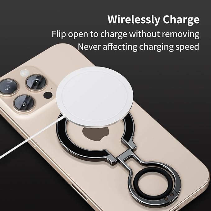 2 in 1 Magnetic Phone Grip Compatible with Magsafe,Phone Holder,Wireless Charging Compatible,for iPhone 16 15 14 13 12 Pro Max and Other Phone (Black)