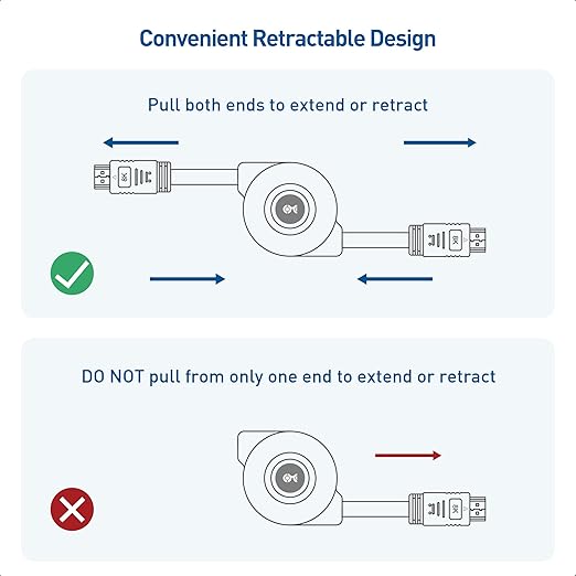 Cable Matters 8K 60Hz / 4K 240Hz Retractable HDMI Cable with HDR Support - 3.3 Feet