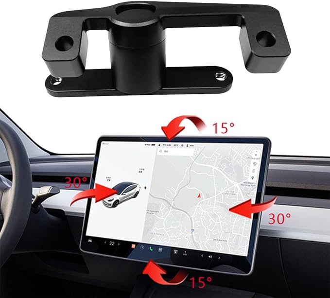 Tesla Screen Swivel Mount Tesla Model 3 Aluminium Alloy Navigation Bracket Screen Rotating Holder Can Rotate up/Down/Left/Right by 15~30° Apply to 2024-2025 Highland Mode3/Y