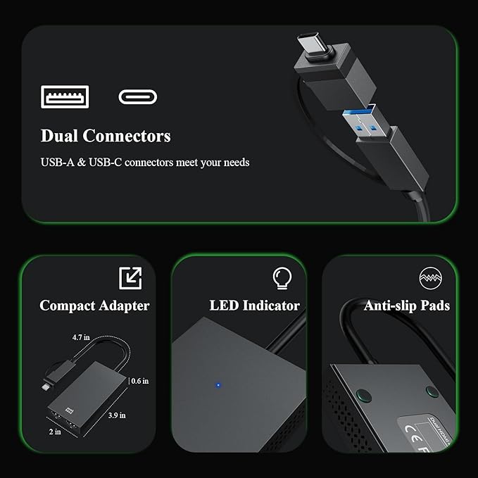 Minthouz 4K HDMI Splitter for Dual Monitors, DisplayLink Certified Dual Monitor Splitter, USB 3.1 to HDMI Adapter for Windows 10/11 & MacBook M1/M2/M3/M4, Support for Dell/HP/Lenovo/Surface Laptops