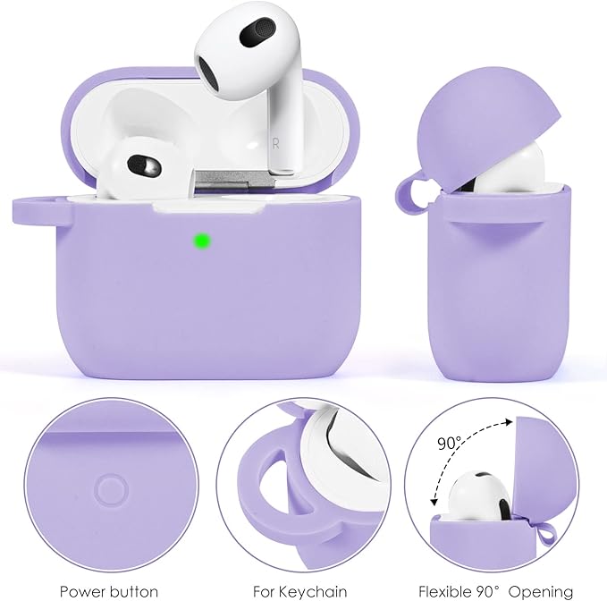 VISOOM Case for Airpods 3 Pink Airpods 3rd Cases 2021 Silicone for iPod 3 Earbuds Case Cover Women Wireless Charging Case with Accessories Girl Bling Keychain for Apple Ear Buds 3rd Generation