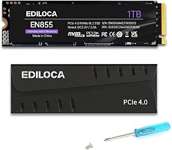 Ediloca 1TB PCIe Gen4 NVMe M.2 Gaming SSD with Heatsink for PS5, 7400MB/s Read, 1GB DRAM Cache, 3D TLC Internal Solid State Drive Compatible with PS5 & PC (EN855) - Image 1