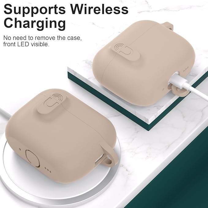ATUAT for AirPods Pro 3 Case with Magnetic Lid Lock, Protective Soft Silicone Cover with Keychain Cleaner Kit for Women Men for Apple AirPods Pro 3rd Generation(2025), Front LED Visible, Milk Tea