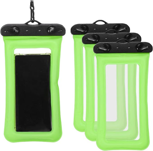 PATIKIL 3Pcs Waterproof Phone Pouch Floating No Sink Universal Cellphone Dry Bag Waterproof Phone Case for Kayaking Beach Swimming Hiking, Green