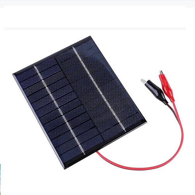 2W 12V Solar Panel DIY Battery Solar Charger Board + Tiger Clip- Perfect for Outdoor Charging Batteries and Low-Power Electronic Products