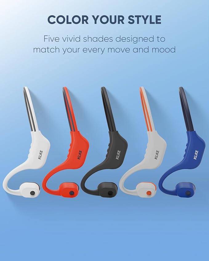 Open-Ear Bone Conduction Headphones, IP66 Waterproof, Integrated Transducer Running Headphones with Dual Mode, Rear Safety Light, 10H Battery,Advanced Mic for Cycling, Hiking & Outdoor Sports