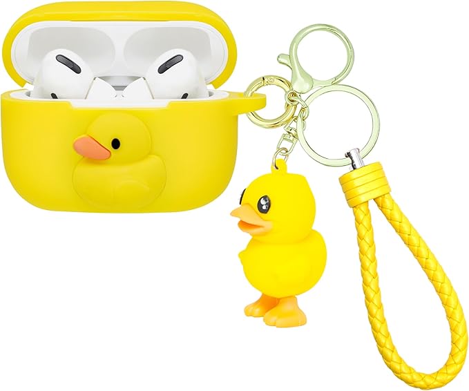 Wonhibo for Airpod Pro Case, Cute Kawaii Cover for Airpod Pro 2019 with Keychain for Women (Duck)