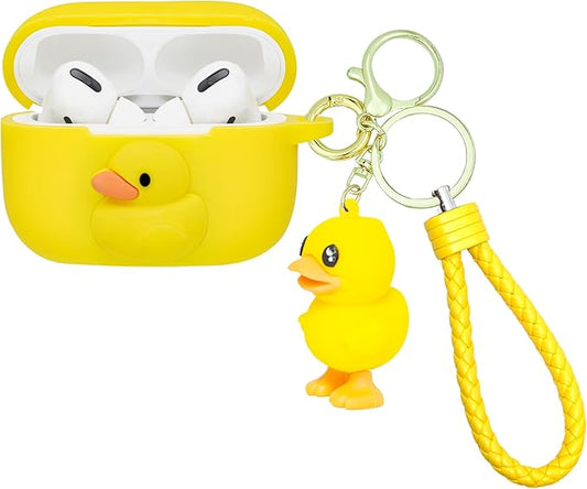 Wonhibo for Airpod Pro Case, Cute Kawaii Cover for Airpod Pro 2019 with Keychain for Women (Duck)