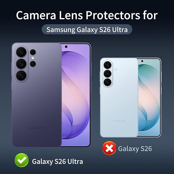 4-Pack Camera Lens Protector for Samsung Galaxy S26 Ultra, 9H Tempered Glass Camera Cover Screen Protector Accessories, HD Clarity, Anti-scratch, Bubble Free, Shockproof Full Protective