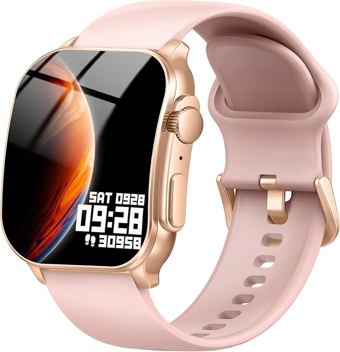 Smart Watch for Women, 2.01" AMOLED Curved Display Fitness Tracker with Answer/Make Calls, 100+ Sport Modes, 24/7 Heart Rate/Sleep Monitor/Pedometer, IP68 Waterproof SmartWatch, for Android iOS Pink