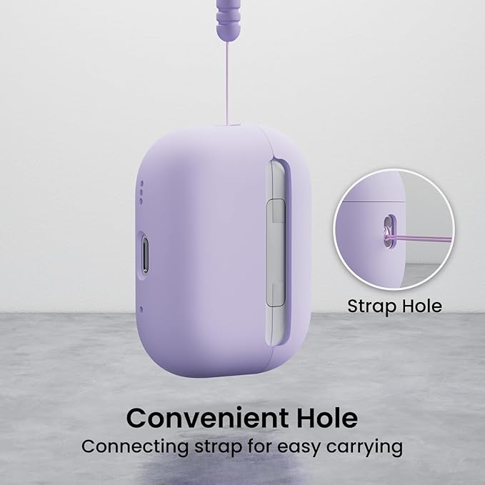 ORNARTO Compatible with AirPods Pro 2 Case 2022, Full Protective Hybrid Silicone for AirPods Pro 2nd Generation Case, Front LED Visible Skin Cover-Pastel Lilac