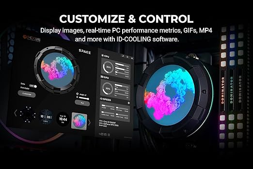 ID-COOLING SL360 CPU Liquid Cooler with Display, Customizable 2.1" LCD Display for Images or Performance Metrics, 360mm AIO Cooler, Three AF127 ARGB Fans, Fits Intel/AMD