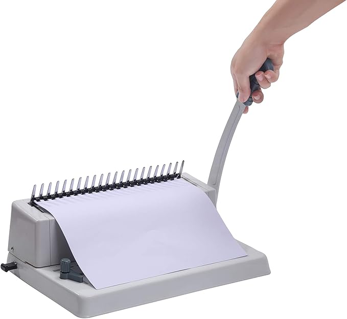 21 Hole Metal Binding Machine Comb Binding Manual Punch and Bind Operation Capacity:250 Sheets by BUYOR