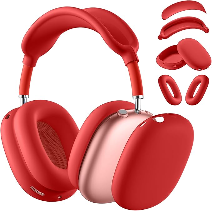 Lerobo for AirPods Max Case Cover, Anti-Scratch Ear Pad Case Cover/Ear Cups Cover/Headband Cover for AirPods Max Headphones, Soft Silicone Skin Protector ccessories(Crimson)