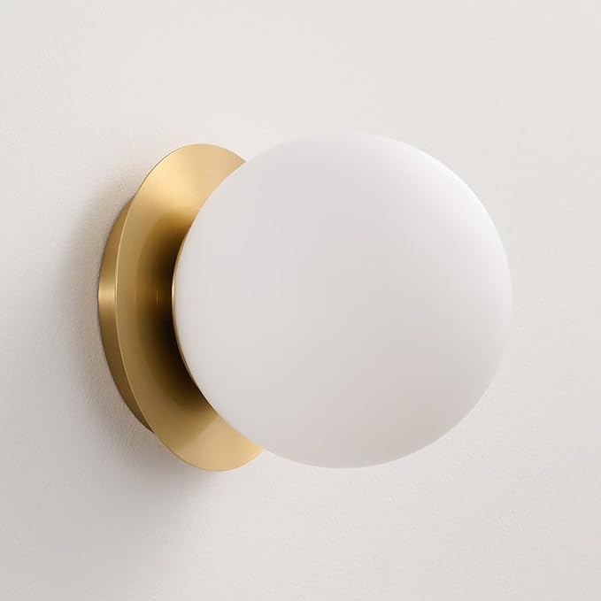 Premium Brass Globe Wall Sconce - Luxury Mid-Century Modern Lighting