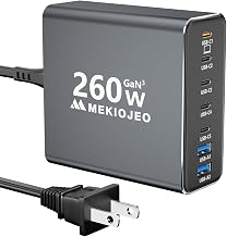 MEKIOJEO Aluminum Alloy 260W USB C Charger GaN Fast USB C Charging Station - Image 1