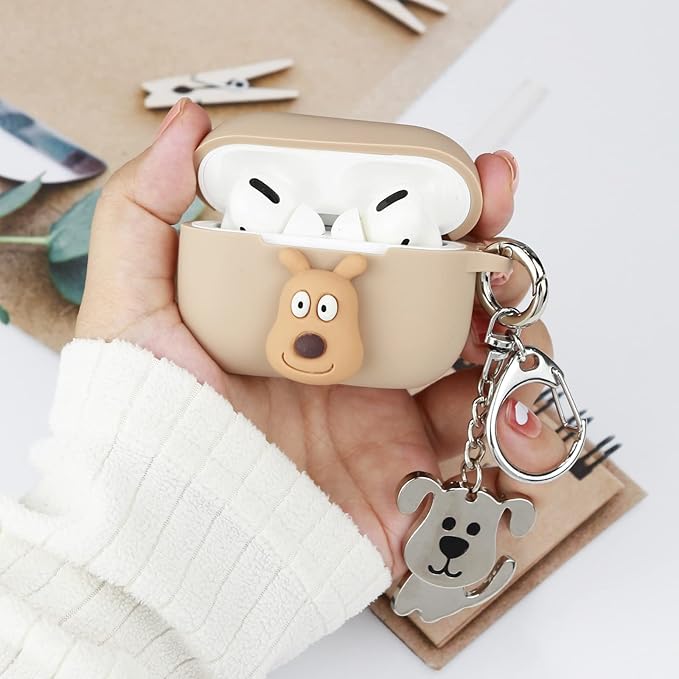 Wonhibo for Airpod Pro Case, Cute Kawaii Cover for Airpod Pro 2019 with Keychain for Women (Dog)