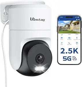 VIMTAG Pan/Tilt Outdoor Security Camera, 2.5K 4MP WiFi Home CCTV Camera, 360° View & Motion Tracking, Color Night Vision, 2-Way Audio, AI Detection Alarm, IP66, Cloud & SD Card Storage, Works w/Alexa