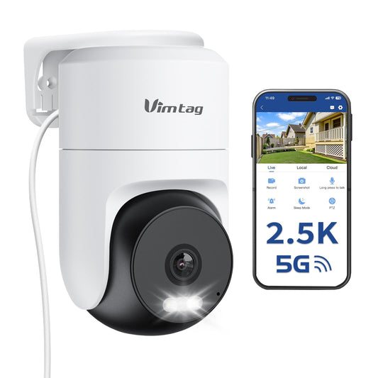VIMTAG Pan/Tilt Outdoor Security Camera, 2.5K 4MP WiFi Home CCTV Camera, 360° View & Motion Tracking, Color Night Vision, 2-Way Audio, AI Detection Alarm, IP66, Cloud & SD Card Sto