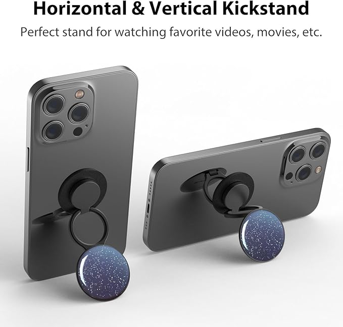 Phone Grip Holder, Phone Ring Holder Finger Kickstand, Adjustable Metal Cell Phone Rings Gripper Stand Work with Magnetic Car Mount for iPhone Samsung &Other Phones - Sky Blue