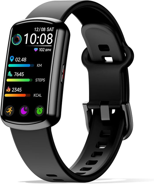 Health Fitness Tracker with 24/7 Heart Rate, Smart Watch with Blood Pressure and Blood Oxygen Monitor, Bulit-in 120+ Sport Mode, Sleep Tracking Waterproof Activity Tracker for Women Men (Black)