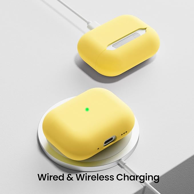 ORNARTO Compatible with AirPods Pro 3 Case 2025, Full Protective Hybrid Silicone for AirPods Pro 3rd Generation Case, Front LED Visible Skin Cover-Buttercream Yellow