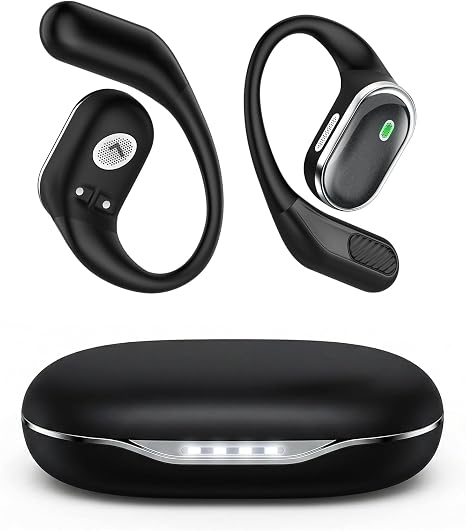 TRAUSI IPX7 Waterproof Earphones with Mic Ear Buds with Ear Hook for Fitness (Black)