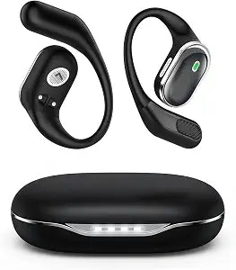 TRAUSI IPX7 Waterproof Earphones with Mic Ear Buds with Ear Hook for Fitness (Black)