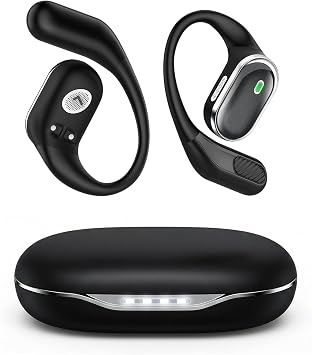 TRAUSI IPX7 Waterproof Earphones with Mic Ear Buds with Ear Hook for Fitness (Black)