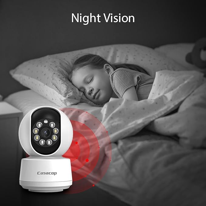 2K+ 360° Indoor Cameras for Home Security/Baby Monitor, Cat/Pet/Dog Camera with Phone app, 2-Way Audio smart Home Security Camera 2.4Ghz Night Vision Works with Alexa, No Monthly Fee