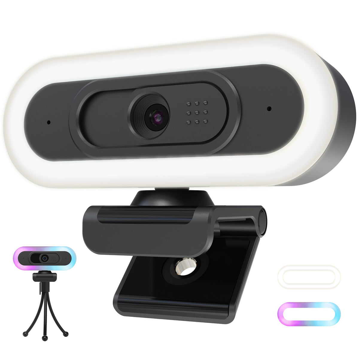 saylas 2K Webcam with Lights, HD Webcam for PC, 2K@60FPS Web cam with Microphone, 65° FOV, Autofocus, Noise Cancellation, Privacy Cover, Web Camera for Computer/Laptop, USB Streaming Computer Camera