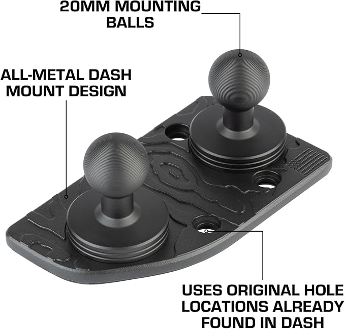 Bulletpoint Metal Dash Mount Cell Phone Holder & Action Camera Bracket Compatible with 2024+ Jeep Wrangler JL, 4xe & Gladiator Dual 20mm Ball Base (Driver Side Magsafe Compatible)