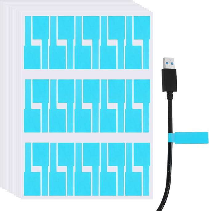 uxcell 300 Pcs Cable Labels, Waterproof Wire Cord Labels Tags, Cord Organizer Management Tags for Charger Cable Organizer Wire Markers Printer and Handwriting, Light Blue