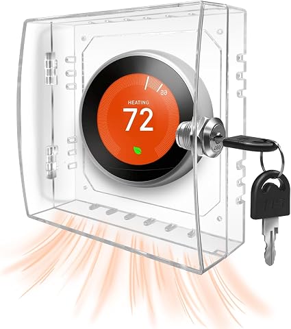 Universal Clear Thermostat Lock Box Cover with 2 Keys, Compatible with Nest