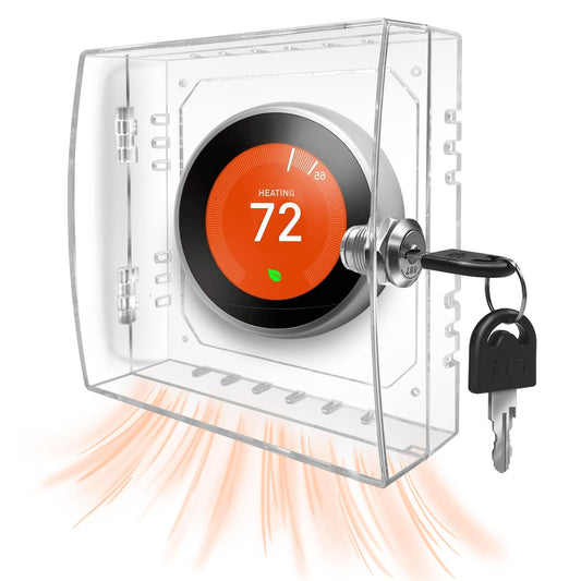 Universal Clear Thermostat Lock Box Cover with 2 Keys, Compatible with Nest