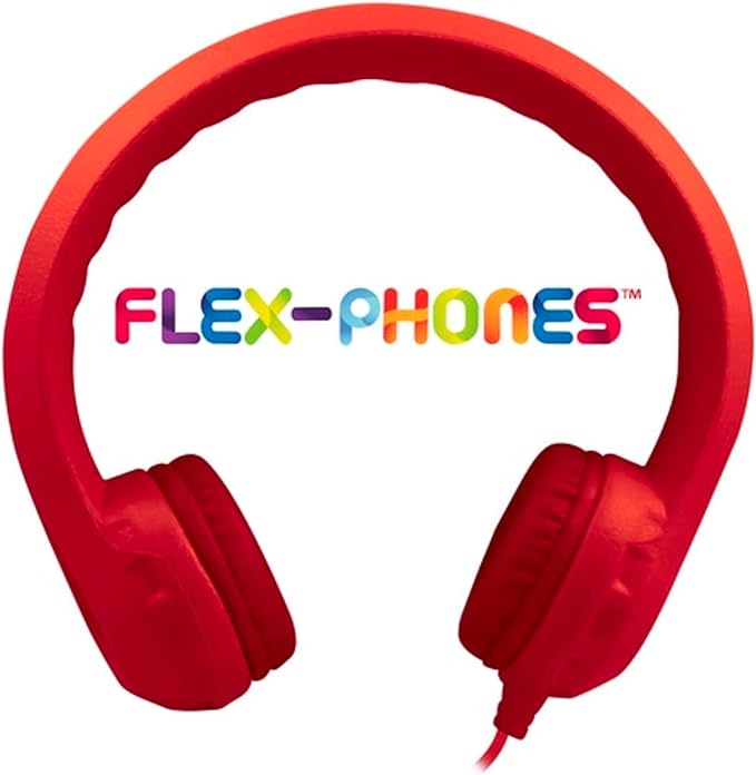 HamiltonBuhl Flex‑Phones Kids Foam Headphones 10‑Pack – Durable EVA Foam, Volume‑Limited 85 dB, Chew‑Resistant Dura‑Cord, Safe BPA‑Free Design for Classroom Use – Red