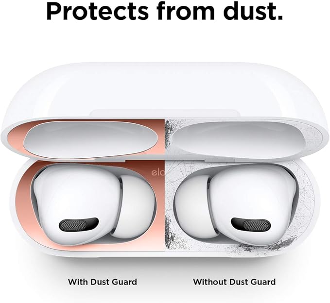 elago Dust Guard Compatible with AirPods Pro (1&2) - Anti-Dust Film, Protects from Iron/Metal Dust (1 Set, Rose Gold) [US Patent Registered]