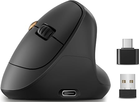 Ergonomic Vertical Wireless Mouse, 57°, Small/Medium Hands, Black - Image 3