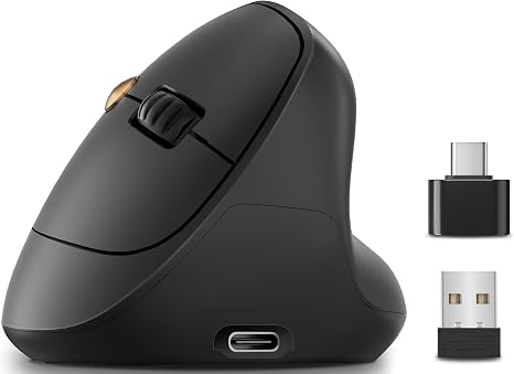 Ergonomic Vertical Wireless Mouse, 57°, Small/Medium Hands, Black - Image 5