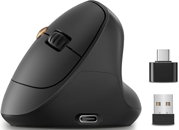 Ergonomic Vertical Wireless Mouse, 57°, Small/Medium Hands, Black - Image 7