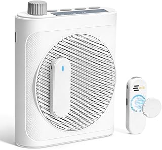 Voice Amplifier for Teachers with 2 Magnetic Lavalier Mics, White - Image 1