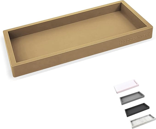 Countertop and Vanity Tray – Small 7.7" Silicone Soap Dispenser Trays, Flexible Bathroom Trays, Dish Soap Holder Kitchen Counter Caddy, Organizer Sink Tray for Soaps Bottles, Sponge, Keys
