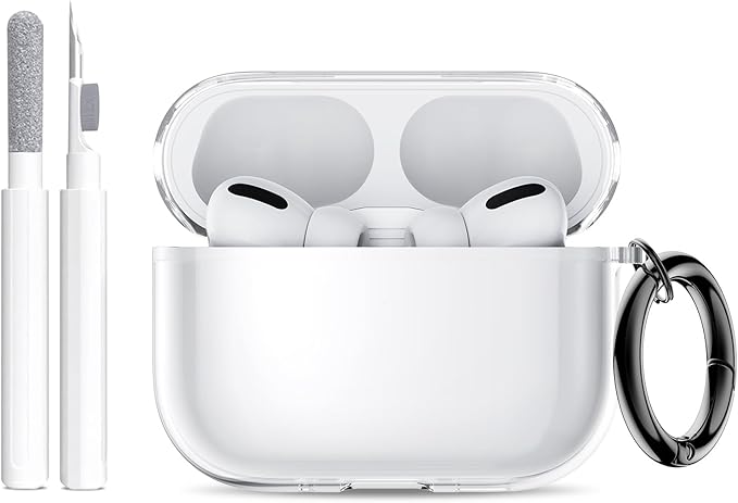 for AirPods Pro 3 Case (2025) with Cleaner Kit, Cute Soft Silicone Cover Compatible AirPods Pro 3rd Genera case with Keychain for Women Men with Keychain for Airpod Pro case(2025) Transparent