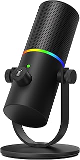 Gaming Microphone, USB Microphone for PC, Plug & Play Condenser Mic with RGB Light, Desk Computer Microphone, Gain Control, Singing, Recording, Streaming, Podcasting, PS4/5 and Conference - Image 1