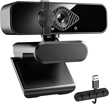4K Webcam for Laptop/Desktop/Monitor with Privacy Cover and Microphone – Includes 1pc Cable Organizer, Plug & Play USB Computer Camera for Zoom/Skype/Teams