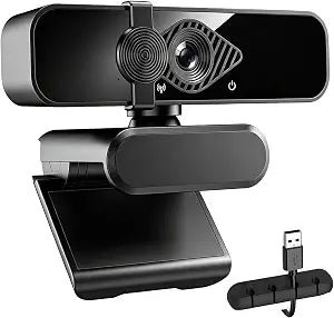 4K Webcam for Laptop/Desktop/Monitor with Privacy Cover and Microphone – Includes 1pc Cable Organizer, Plug & Play USB Computer Camera for Zoom/Skype/Teams