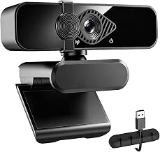4K Webcam for Laptop/Desktop/Monitor with Privacy Cover and Microphone – Includes 1pc Cable Organizer, Plug & Play USB Computer Camera for Zoom/Skype/Teams